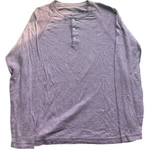 Faherty Shirt Men's L Cloud Cotton Henley Heather Burgundy Long Sleeve